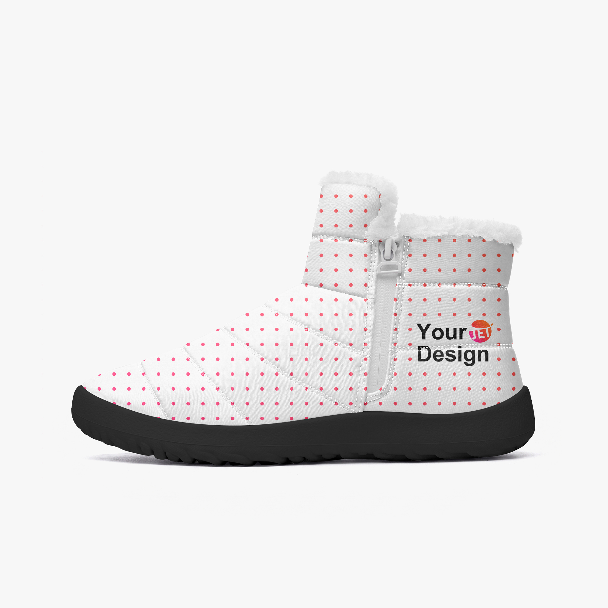 Cotton-Padded Fur Zip-Up Boots