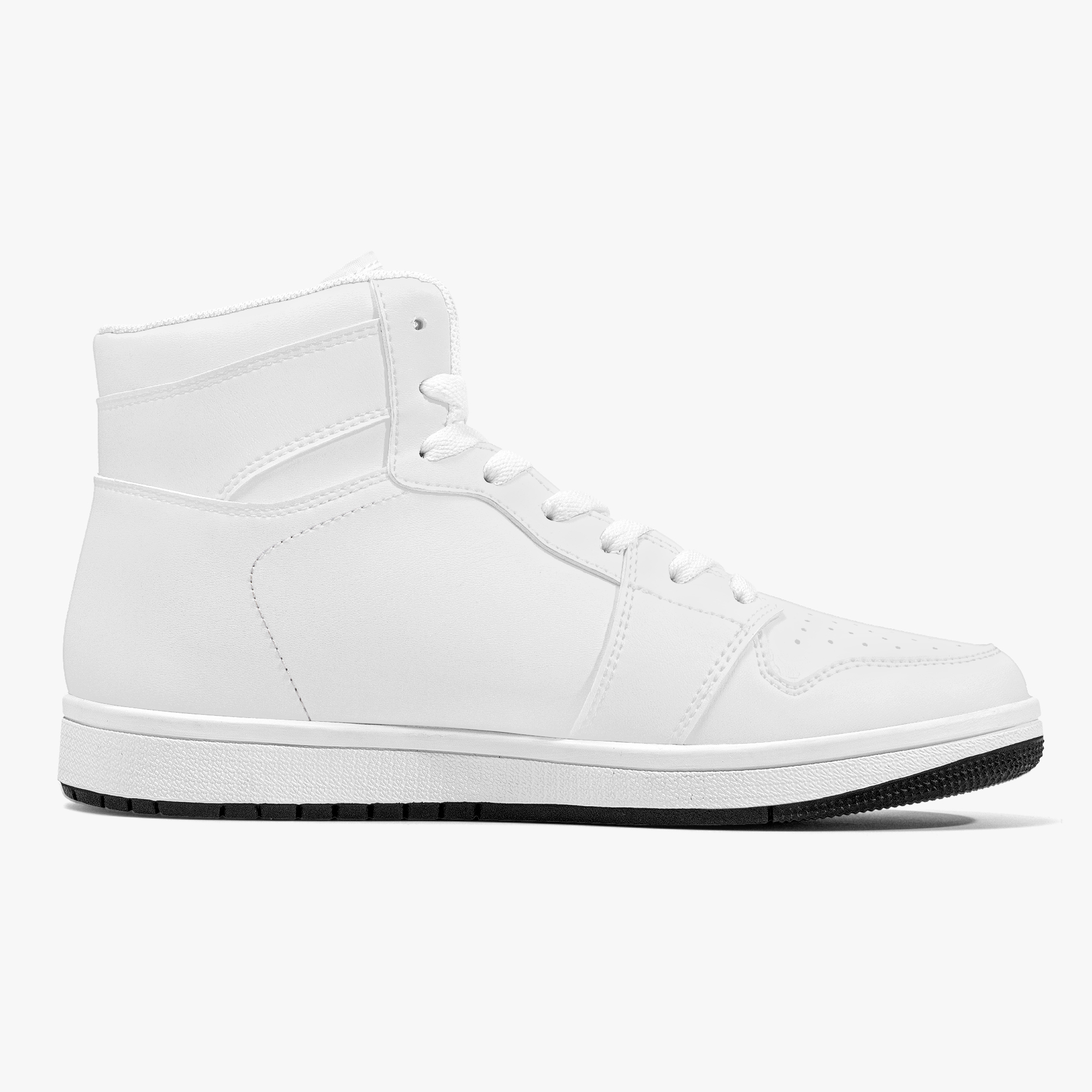 High-Top Leather Sneakers - White / Black