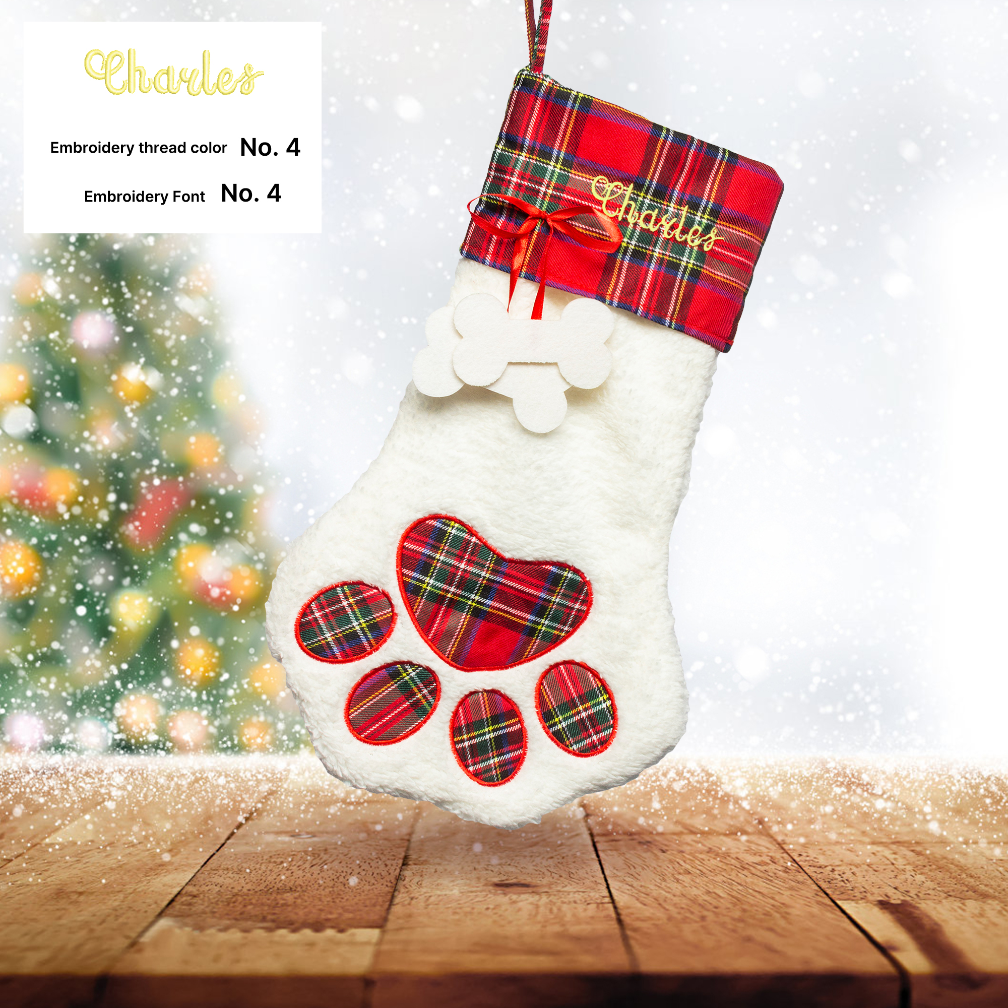 Pati Şeklinde Nakışlı Noel Çorabı