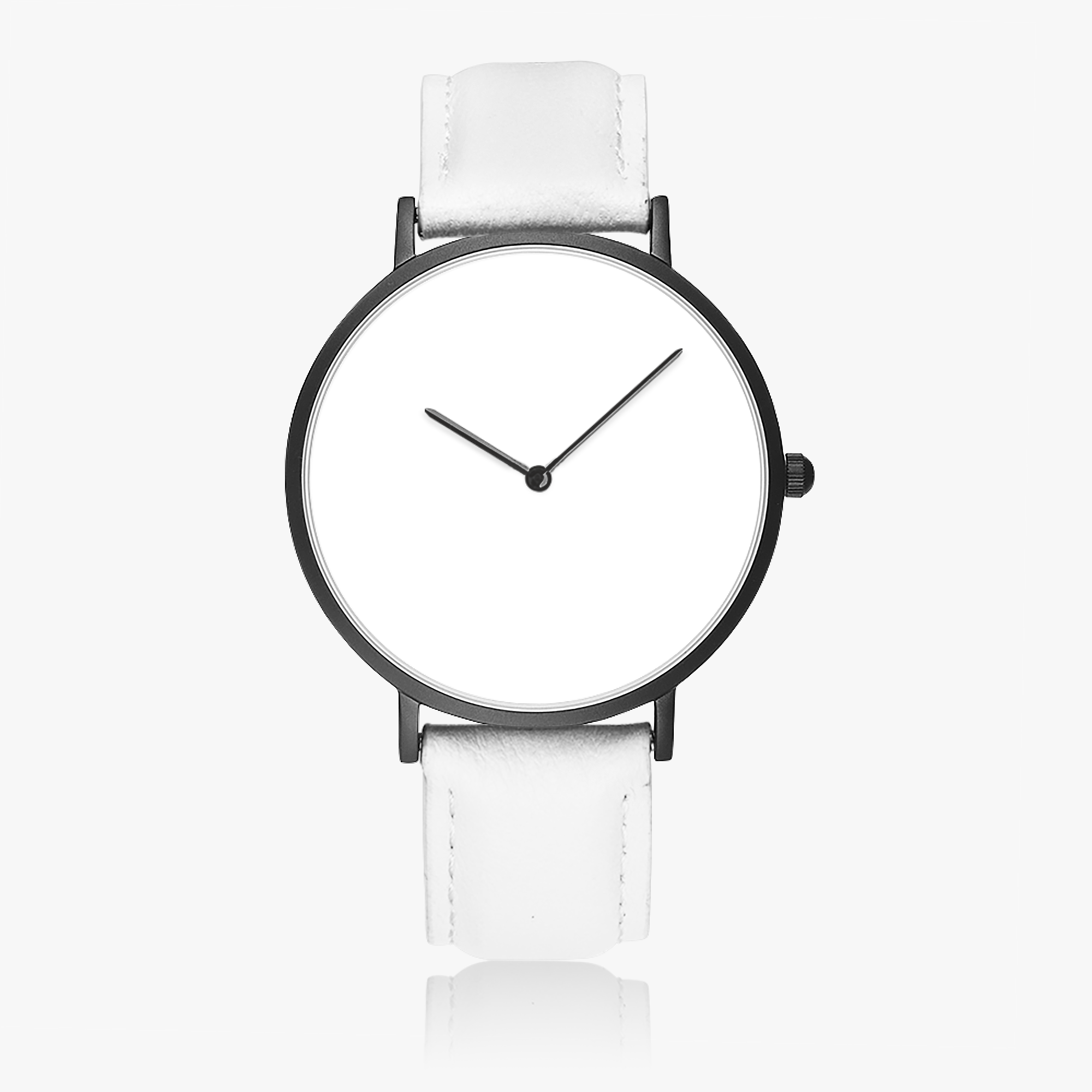 Hot Selling Ultra-Thin Leather Strap Quartz Watch (Black)