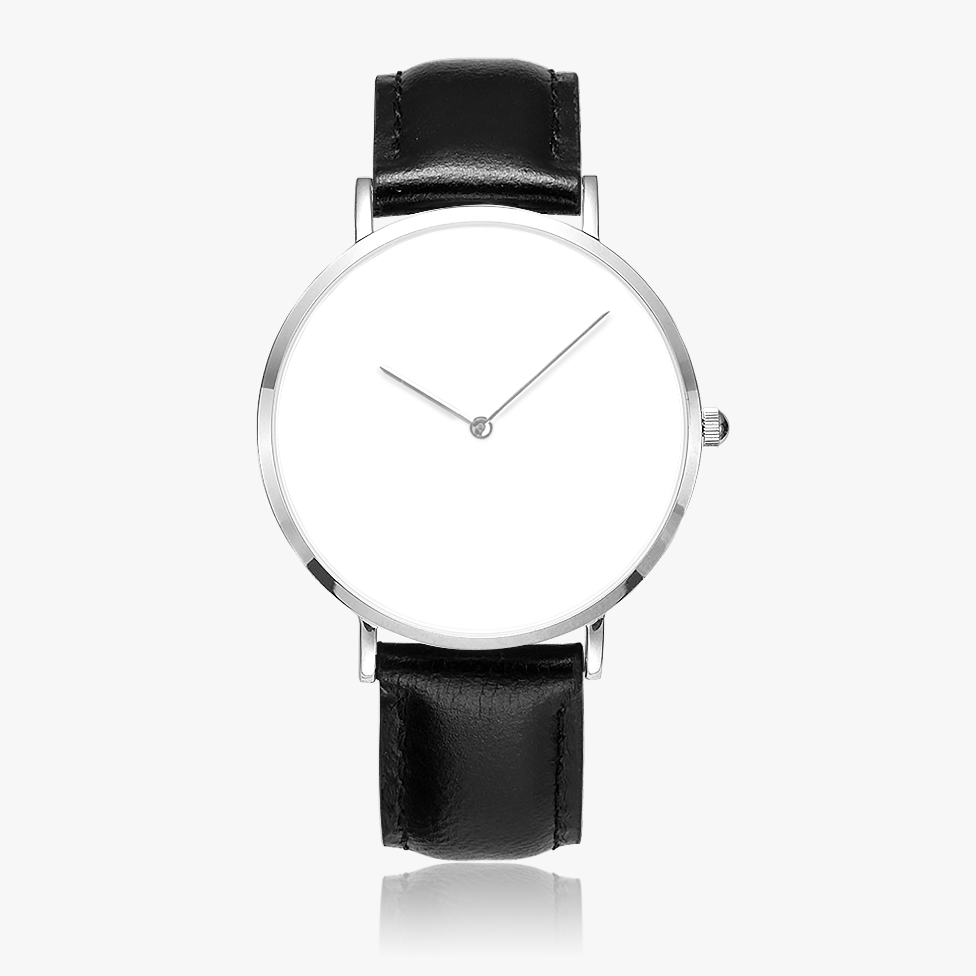 Hot Selling Ultra-Thin Leather Strap Quartz Watch (Silver)