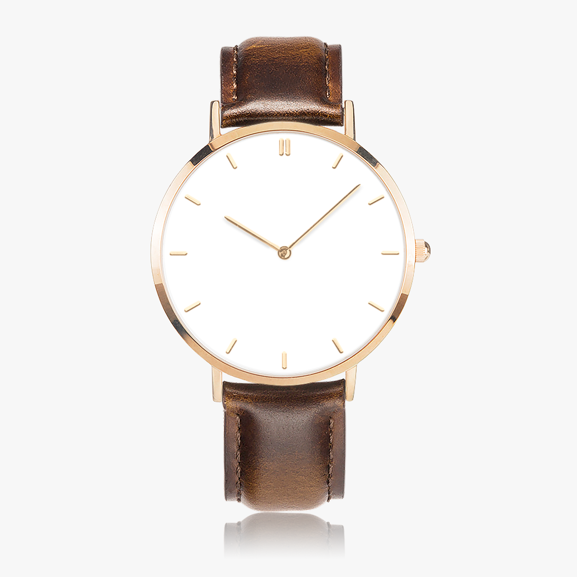 Hot Selling Ultra-Thin Leather Strap Quartz Watch (Rose Gold With Indicators)