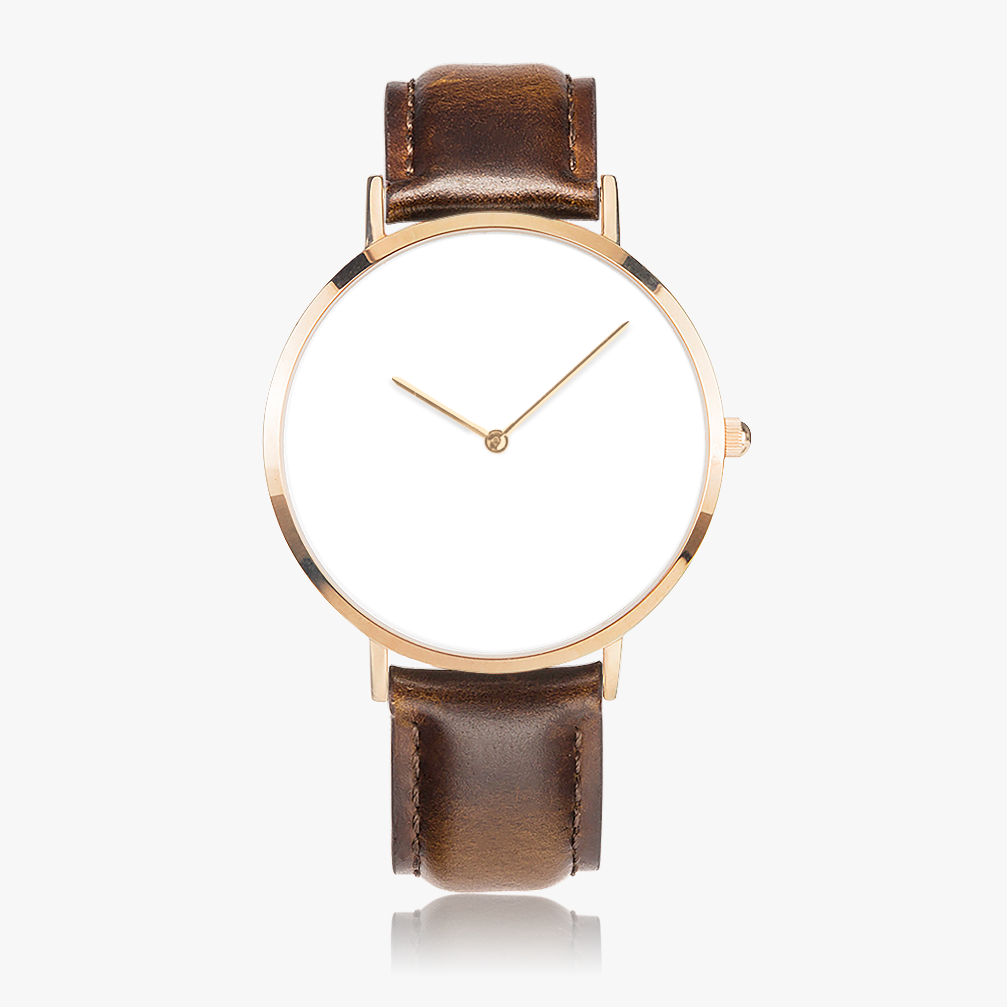 Hot Selling Ultra-Thin Leather Strap Quartz Watch (Rose Gold)