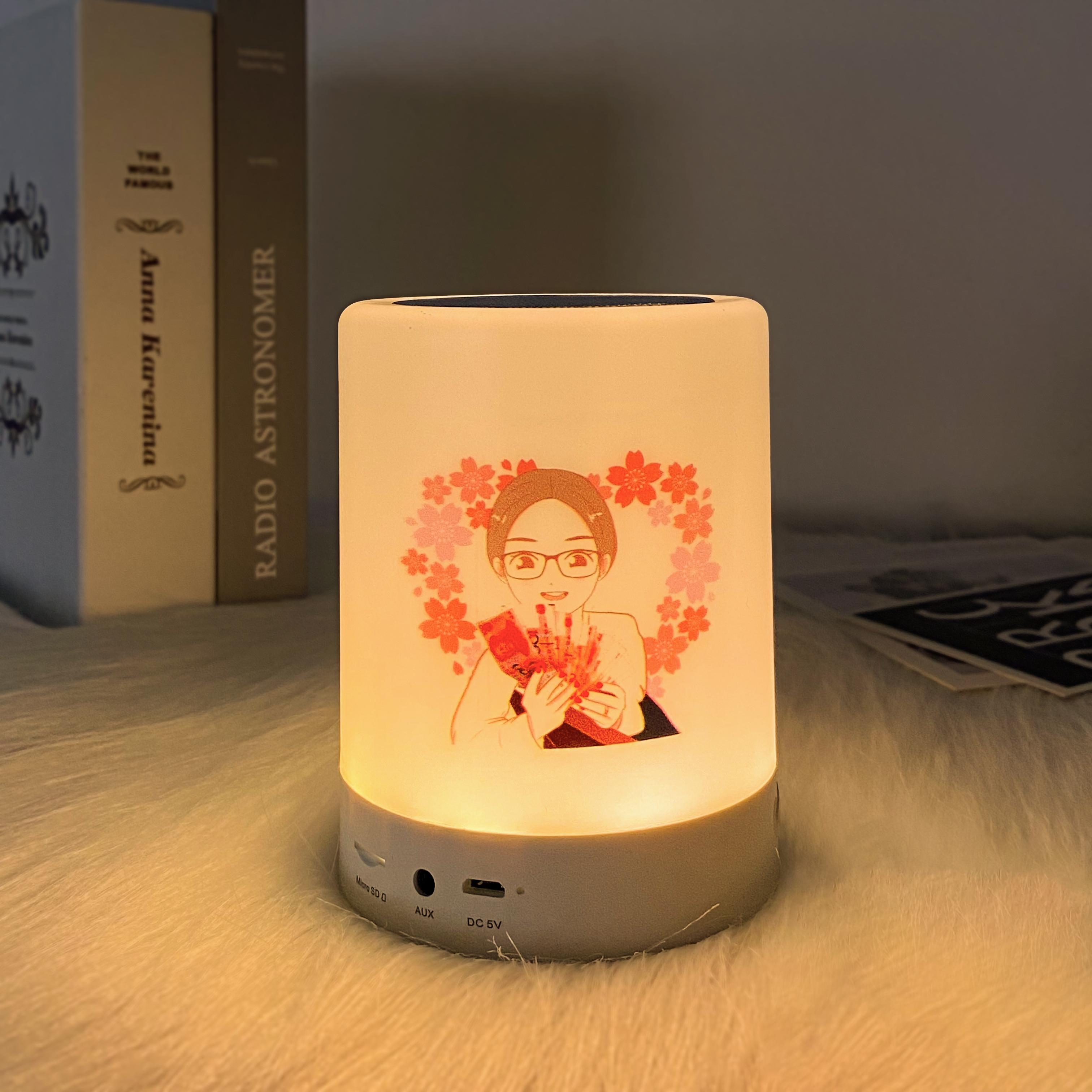 Cylindrical Bluetooth Portable Speaker Lamp LED Light