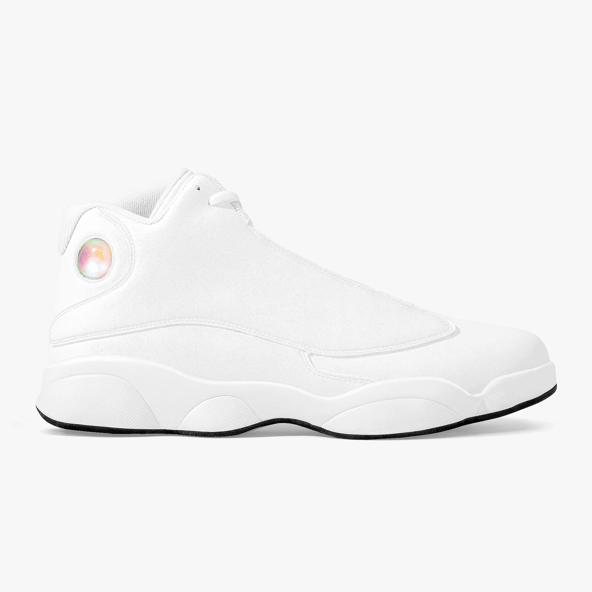 High-Top Leather Basketball Sneakers - White