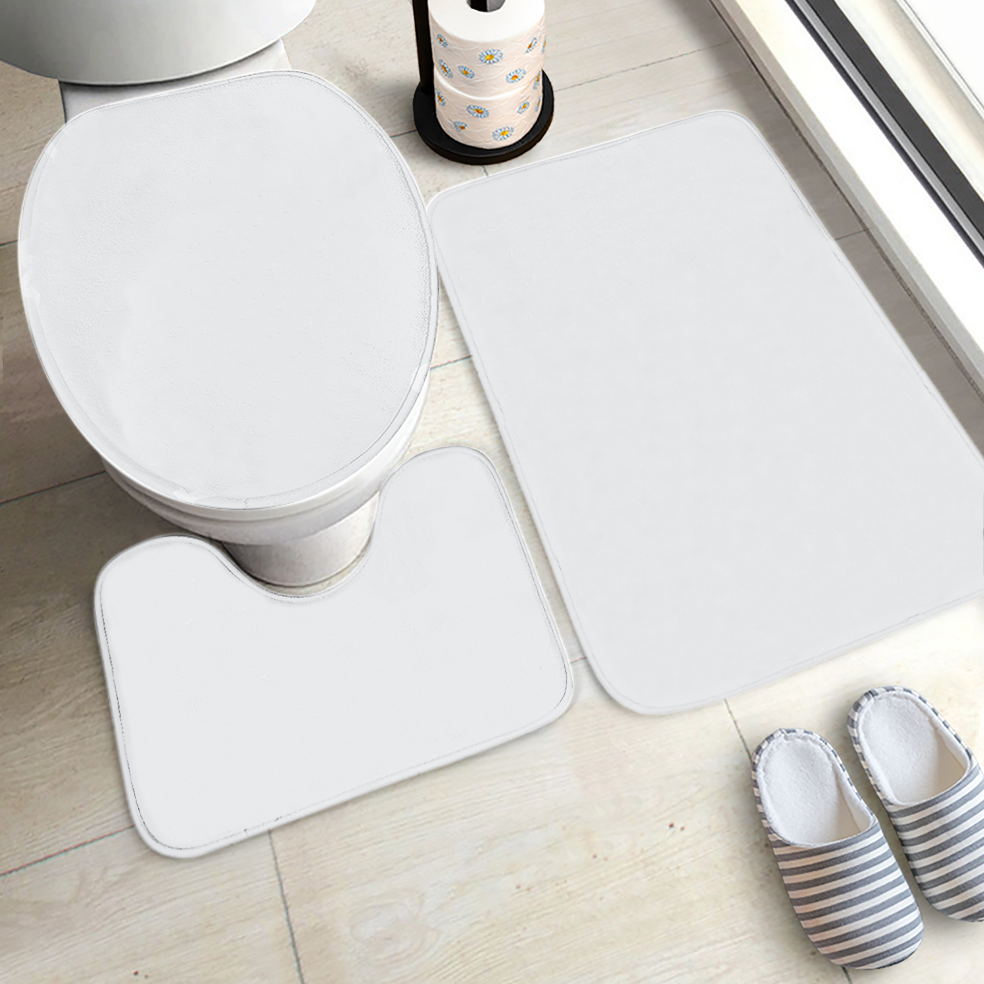 3 Pcs Toilet Rug Set