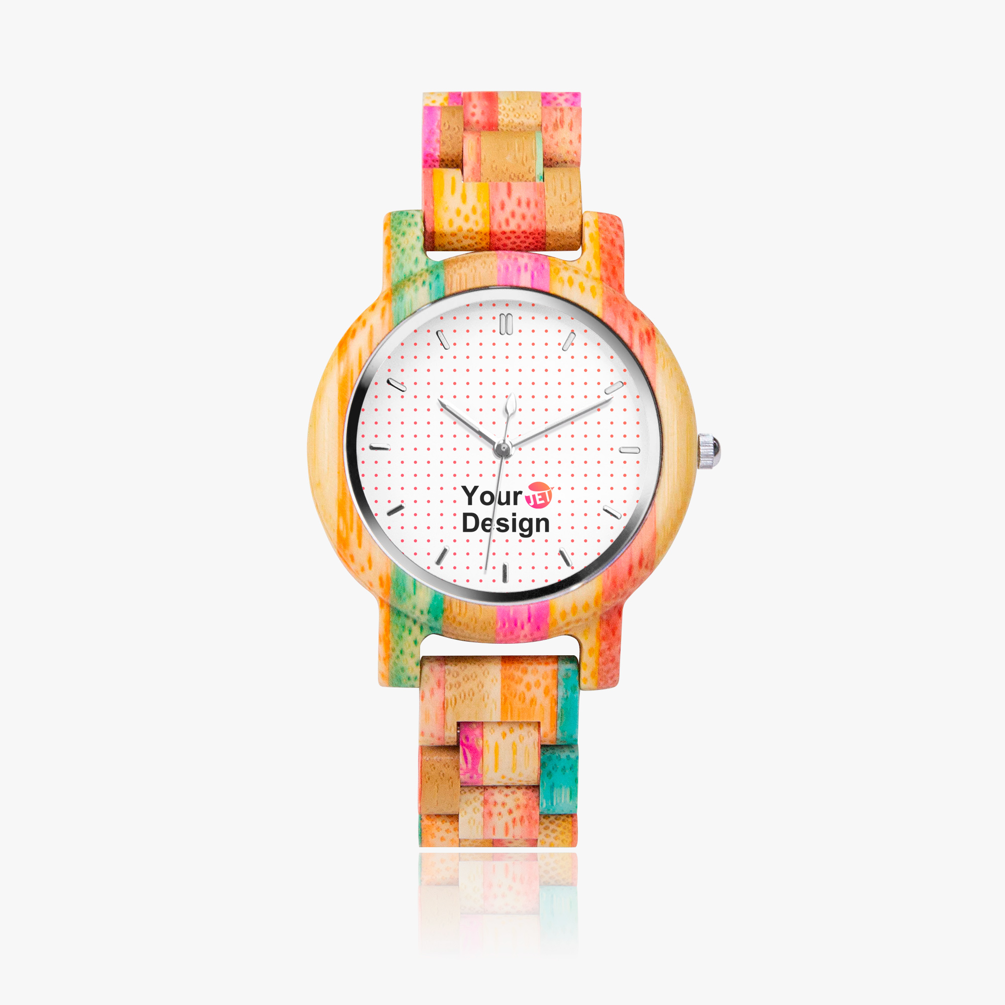 Camouflage Wooden Watch - Green&Pink