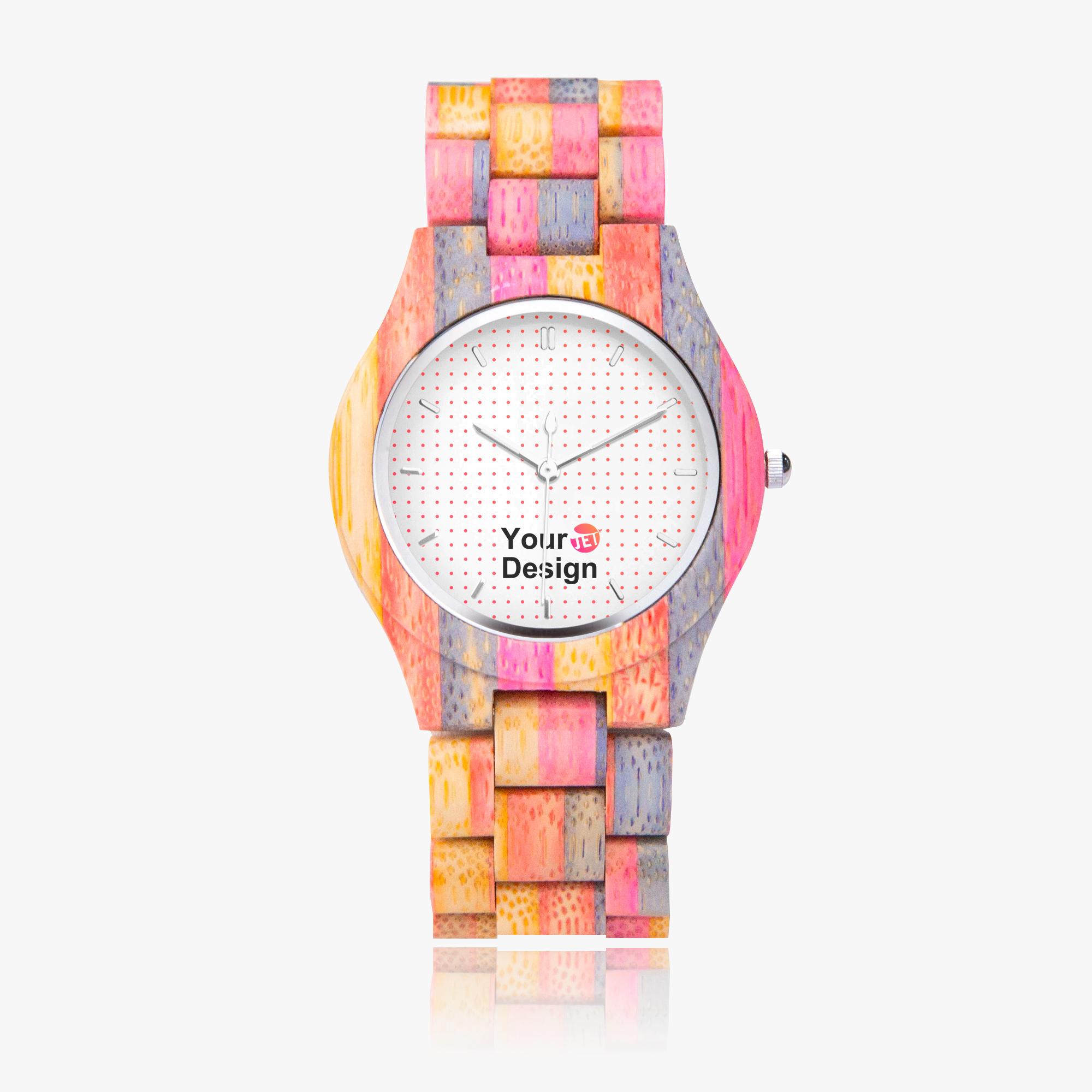 Camouflage Wooden Watch - Grey&Pink